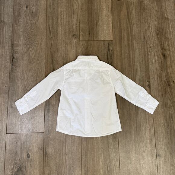 Crewcuts J.Crew Long Sleeve Shirt Boys 2 White Cotton Button Down Chest Pocket - Picture 5 of 6